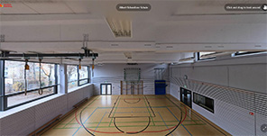 360 Grad Ansicht der Sporthalle Albert-Schweizer-Schule (Screenshot: Sportkreis Heidelberg)