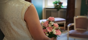 Bride with flowers in hand