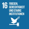 Logo Ziel 16 "Frieden, Gerechtigkeit und starke Institutionen" (Grafik: Vereinte Nationen)