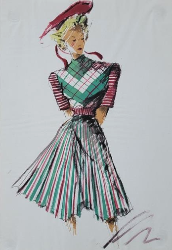 Modeentwurf von Anna-Maria Selter, um 1939/40, Textilsammlung Max Berk