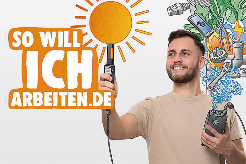 Die Ausbildung zum Anlagenmechaniker bei den Stadtwerken Heidelberg bietet spannende und vielseitige Aufgaben – bei einem verlässlichen und unterstützenden Arbeitgeber. Azubi mit Messgerät. Deneben der Schriftzug So will ich arbeiten .de