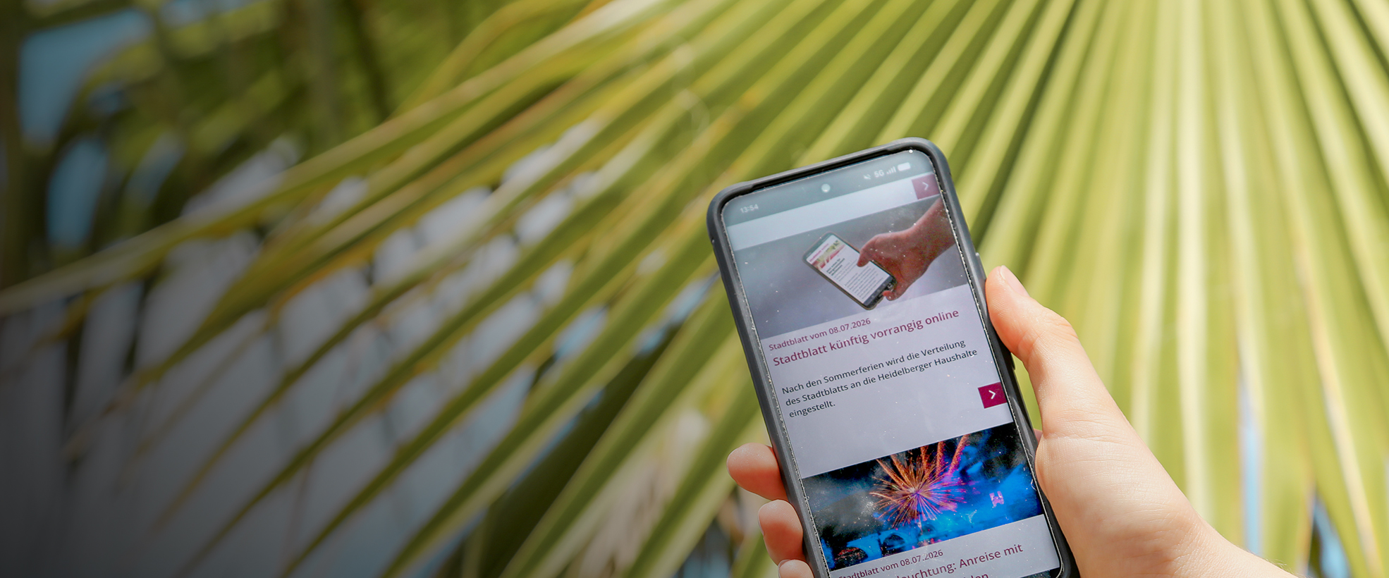 Stadtblatt-Webseite auf dem Smartphone geöffnet