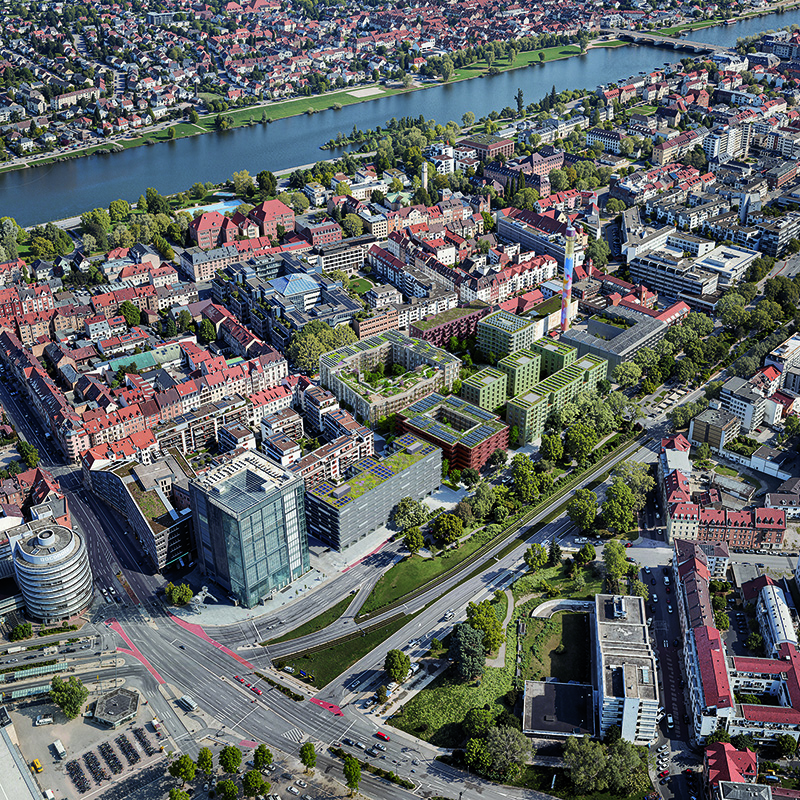 Luftansicht des neuen Quartiers